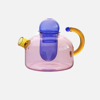 ColorBloom TeeSet - Glas Teekanne mit Tassen für Teeritual