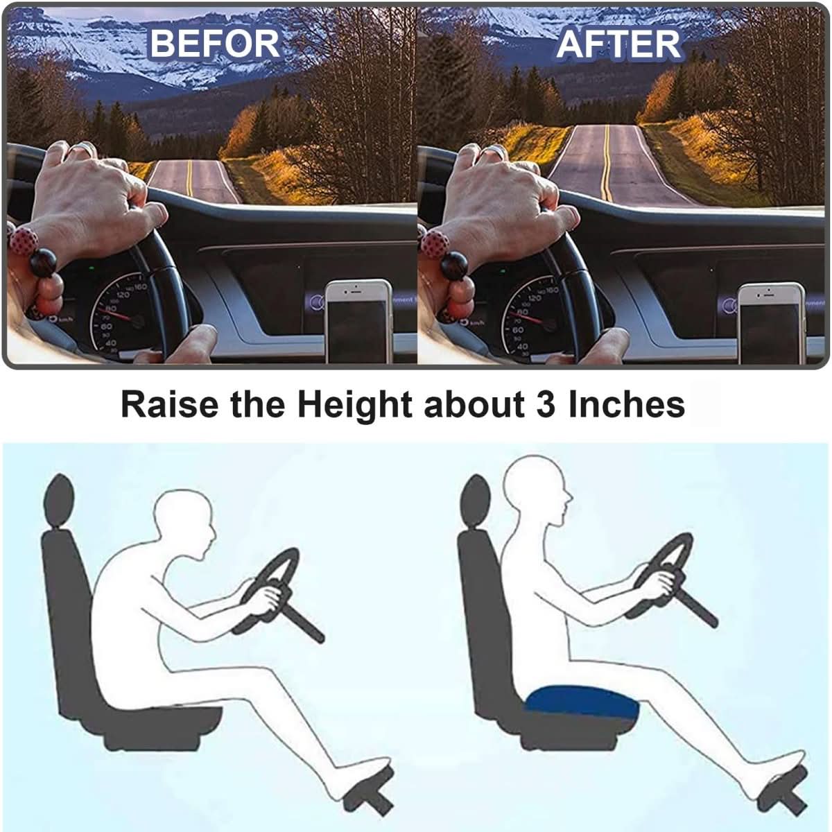 VIEWBOOST – Ergonomisches Autositzkissen für bessere Sicht und Komfort