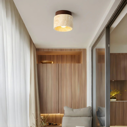 Deko Deckenlampe Travertin Holz – Elegante Atmosphäre mit Wabi Sabi stil
