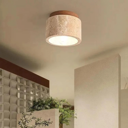 Deko Deckenlampe Travertin Holz – Elegante Atmosphäre mit Wabi Sabi stil