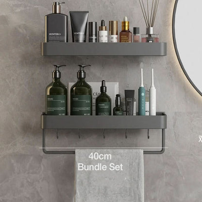 AQUASHELF – Elegantes Wandregal fürs Bad mit Handtuchhalter & bohrfreier Montage