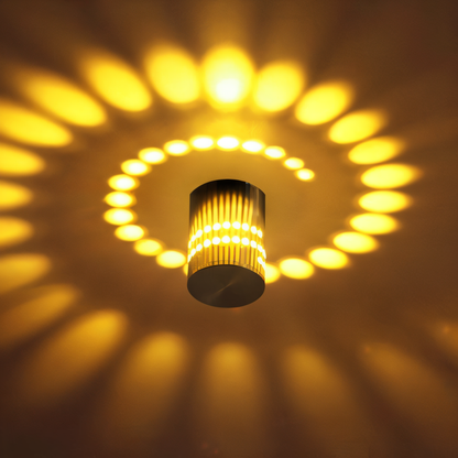 Spiralume – Zylindrische LED-Wandleuchte mit spiralförmigem Lichteffekt