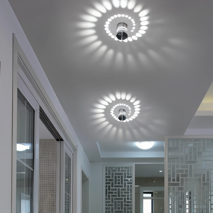Spiralume – Zylindrische LED-Wandleuchte mit spiralförmigem Lichteffekt