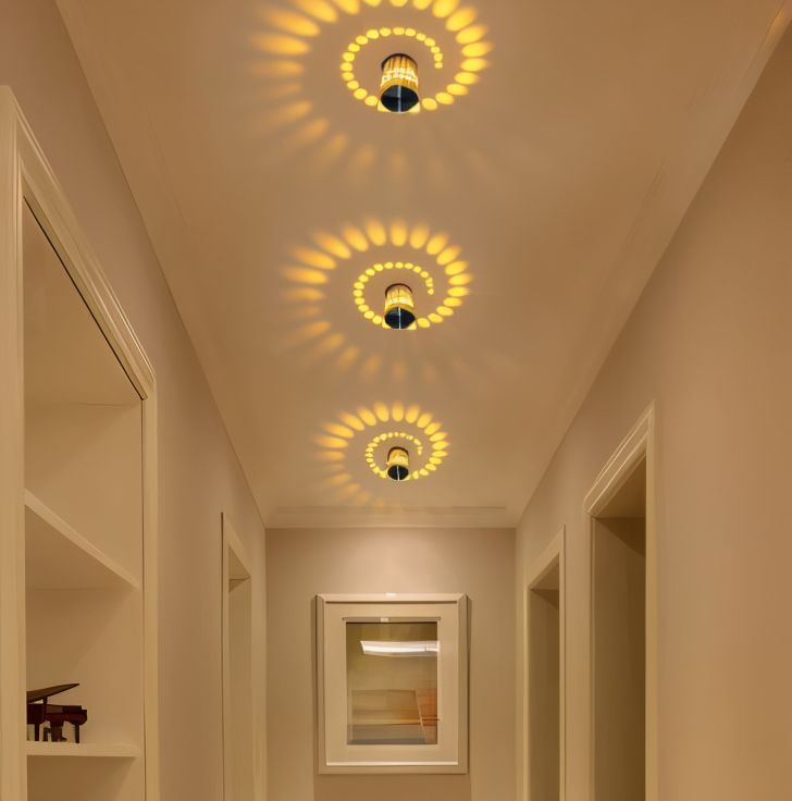 Spiralume – Zylindrische LED-Wandleuchte mit spiralförmigem Lichteffekt