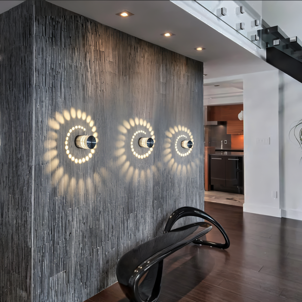 Spiralume – Zylindrische LED-Wandleuchte mit spiralförmigem Lichteffekt