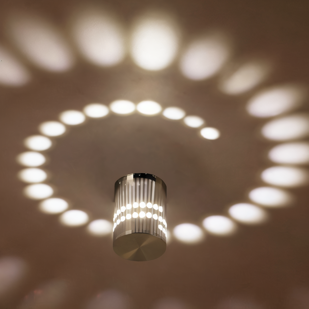 Spiralume – Zylindrische LED-Wandleuchte mit spiralförmigem Lichteffekt