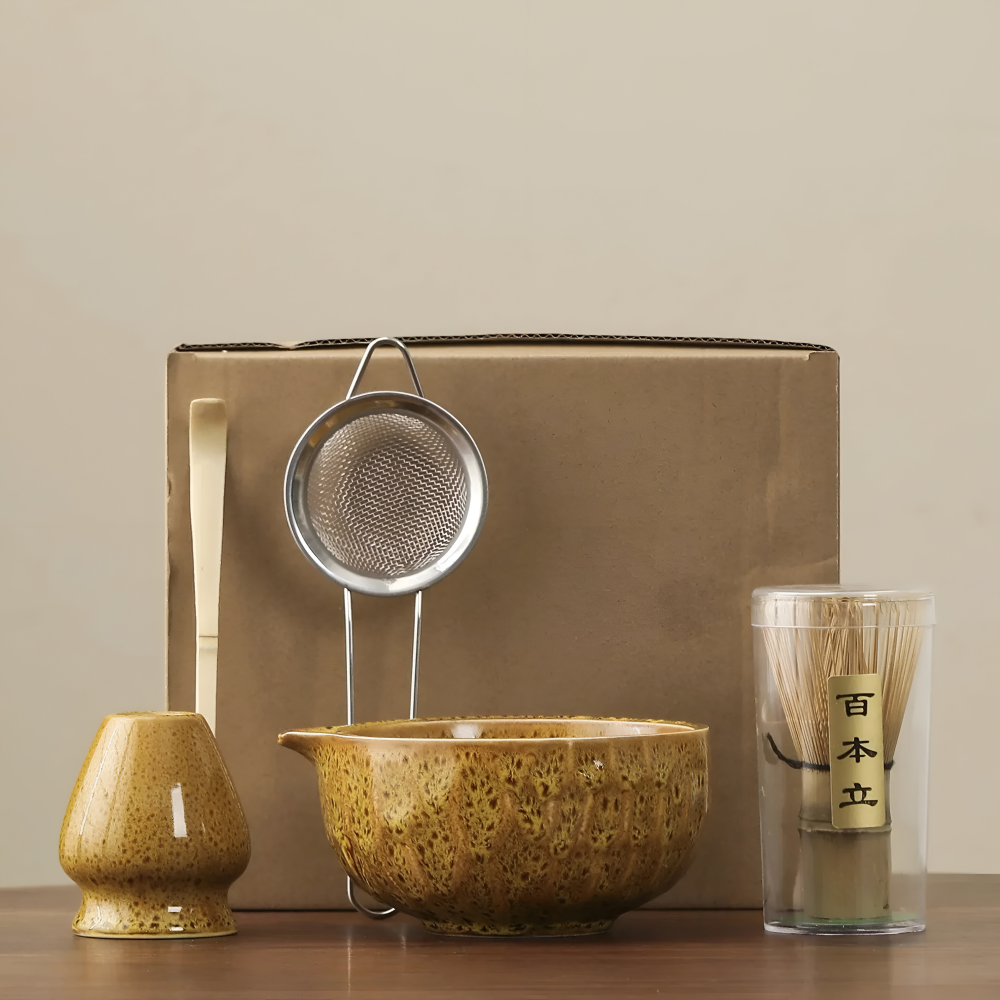 Matchavora – Japanisches Matcha-Tee-Set mit Keramikschale und Bambusbesen