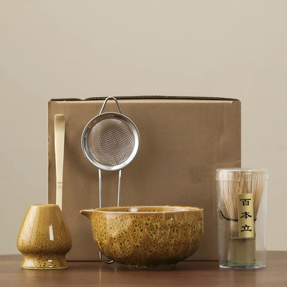 Matchavora – Japanisches Matcha-Tee-Set mit Keramikschale und Bambusbesen