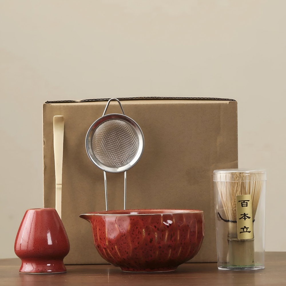 Matchavora – Japanisches Matcha-Tee-Set mit Keramikschale und Bambusbesen