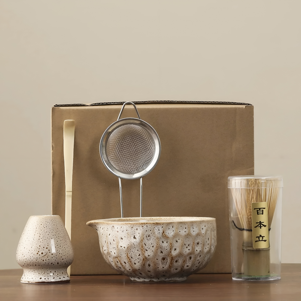 Matchavora – Japanisches Matcha-Tee-Set mit Keramikschale und Bambusbesen
