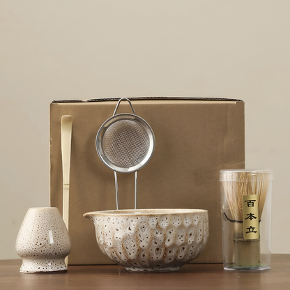 Matchavora – Japanisches Matcha-Tee-Set mit Keramikschale und Bambusbesen