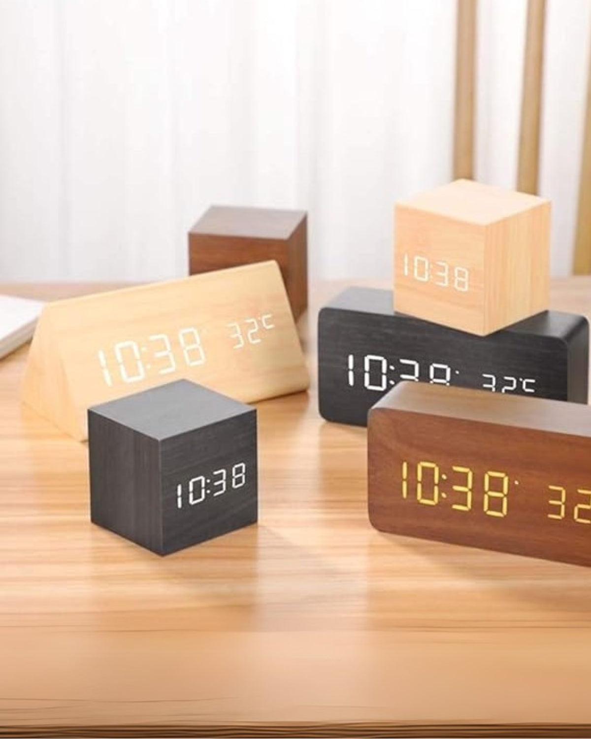 Réveil Bois - Eleganter Digitalwecker aus natürlichem Holz
