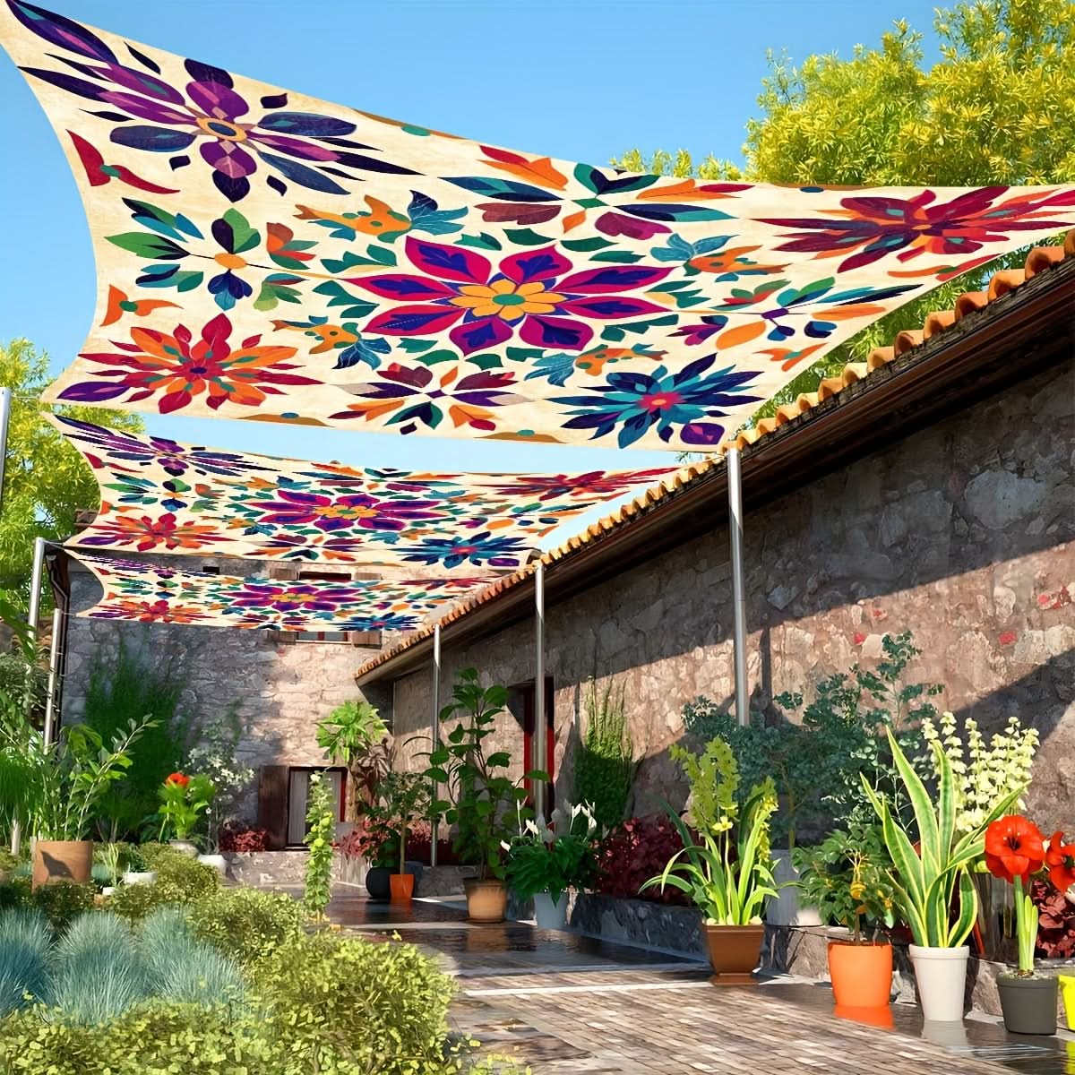 BlütenDach – Außenmarkise mit Blumenmuster
