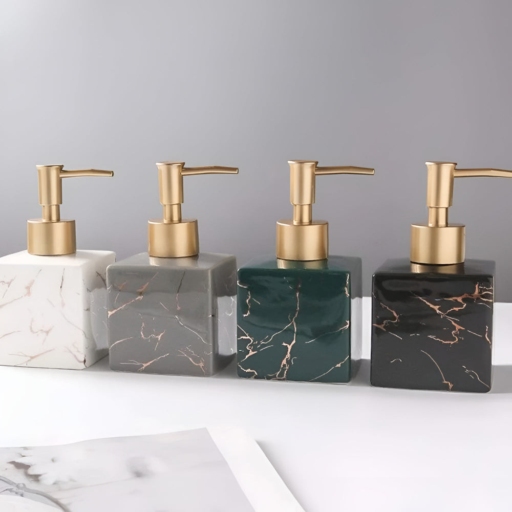 Marmor Seifenspender Mattgold - Japanische Eleganz