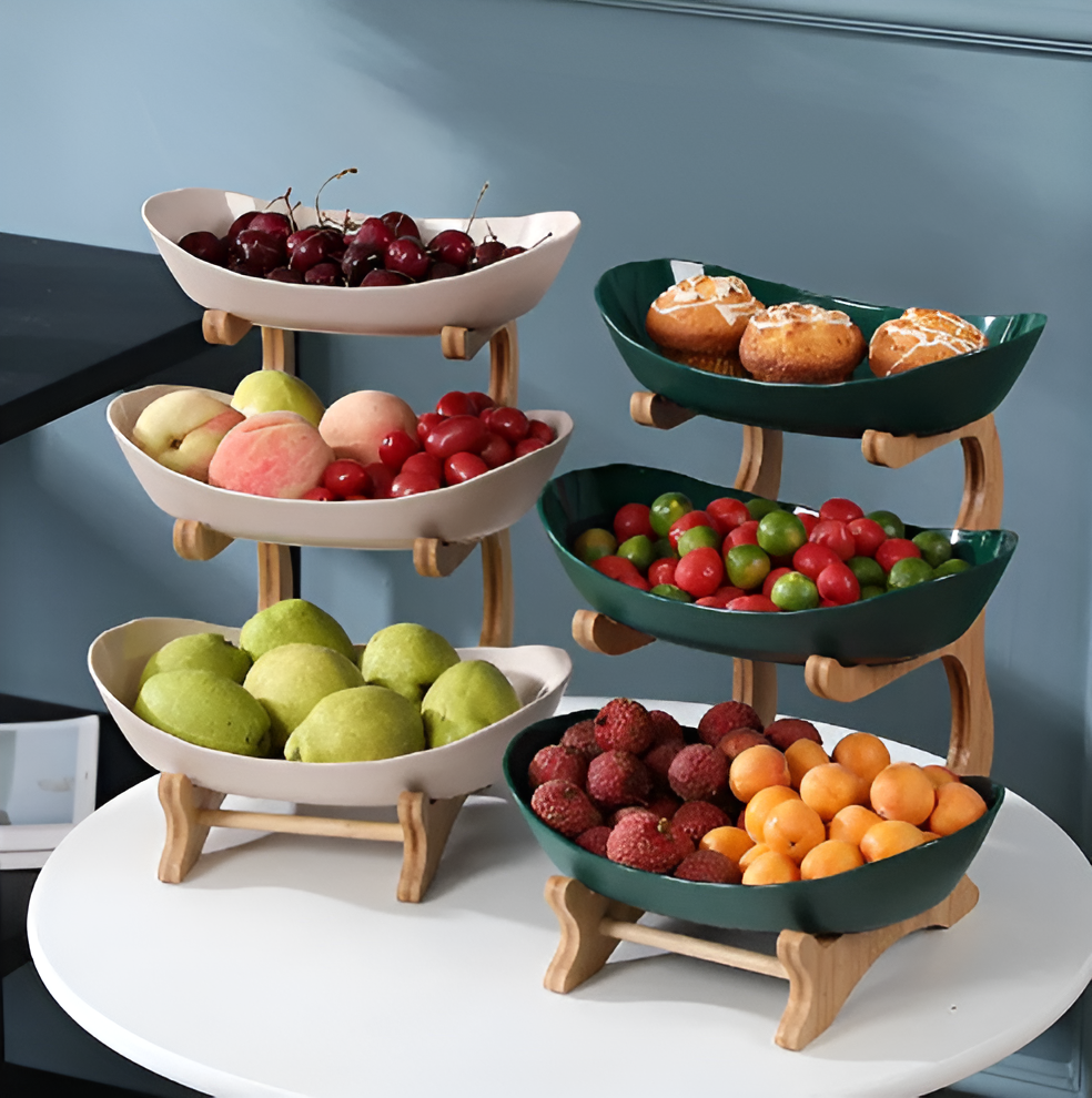 Mehrstöckige Obstschale Holz - Natürliches Holzdesign