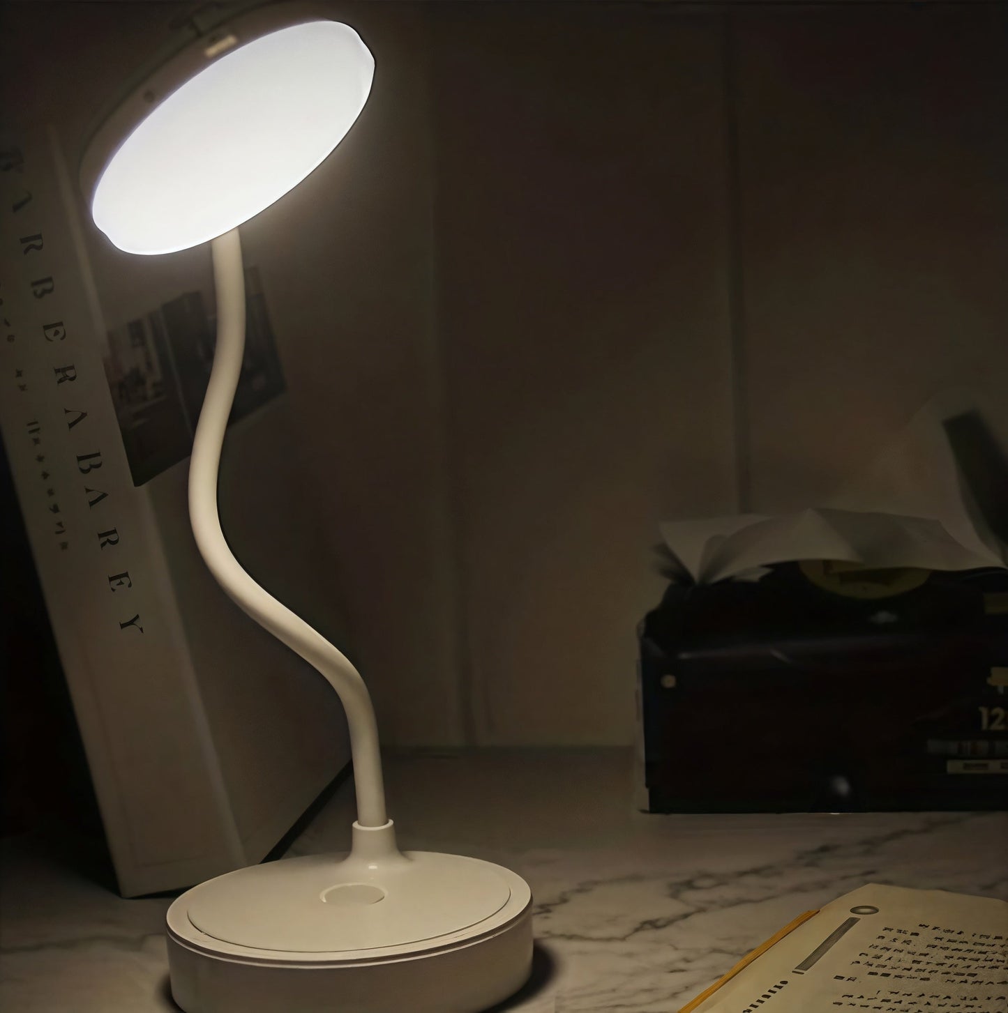 LED Leselampe Touch Steuerung - Edles Leinen-Design