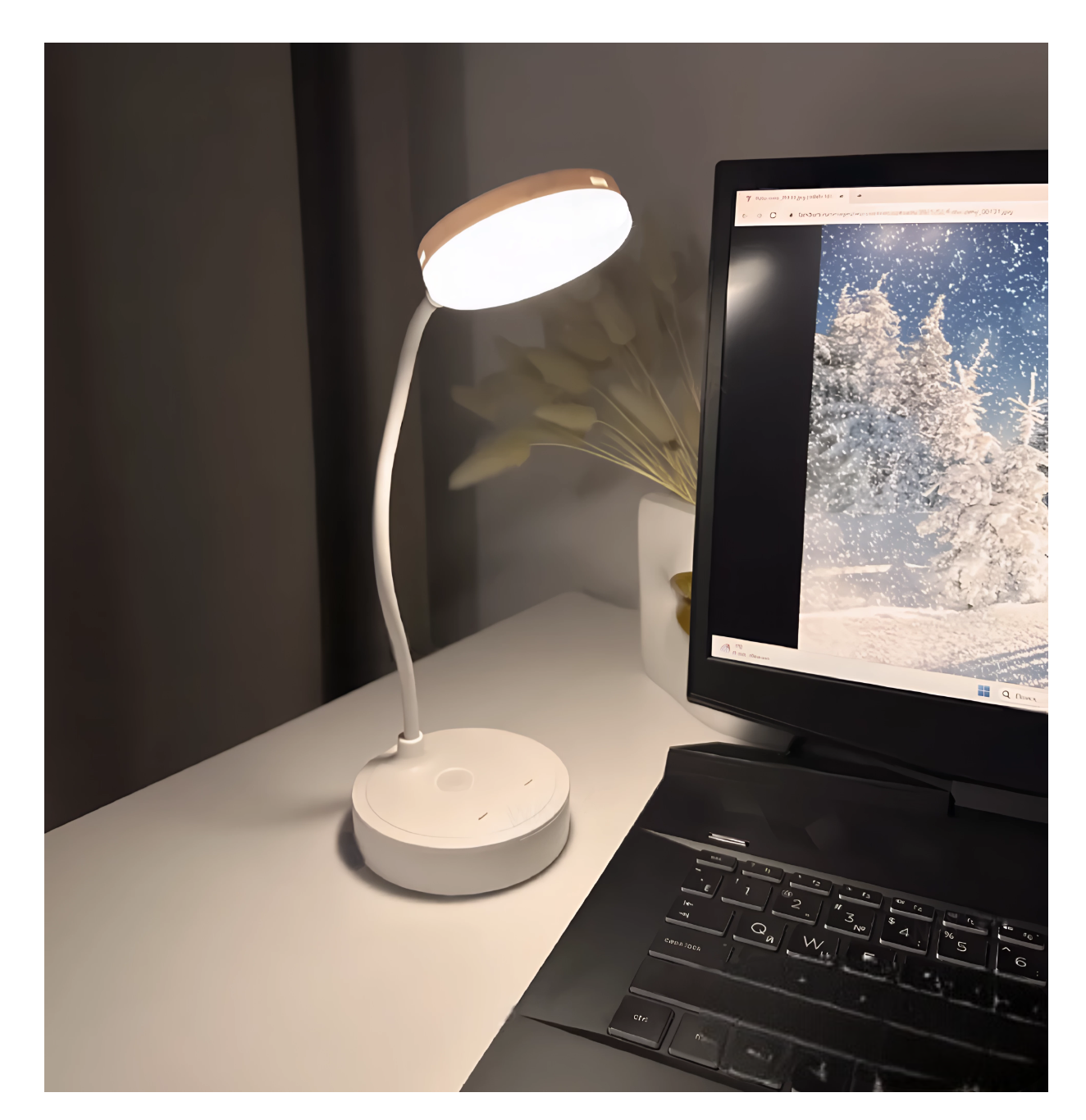 LED Leselampe Touch Steuerung - Edles Leinen-Design