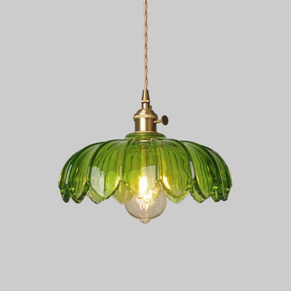Vintage Glasblumen-Hängelampe