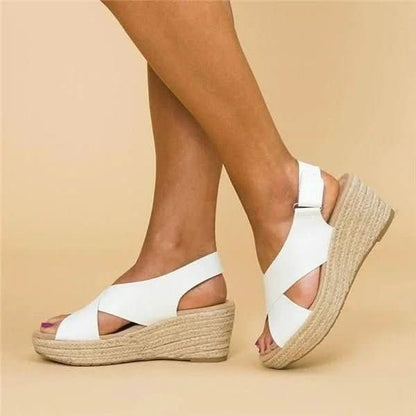 Sandalique – Orthopädische Damen Keilsandalen mit Kreuzriemen für Komfort & Stil