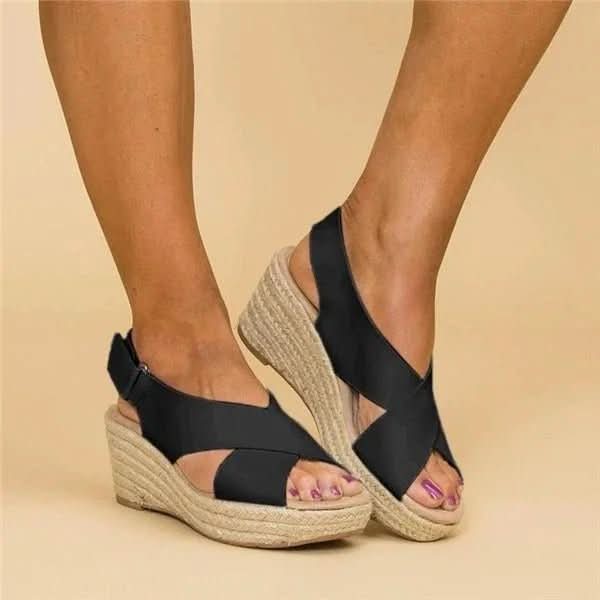 Sandalique – Orthopädische Damen Keilsandalen mit Kreuzriemen für Komfort & Stil