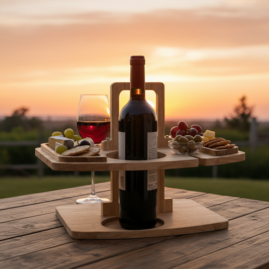 COUNTRYPLATE – Picknicktisch aus Holz mit geteilten Fächern für besondere Weinmomente