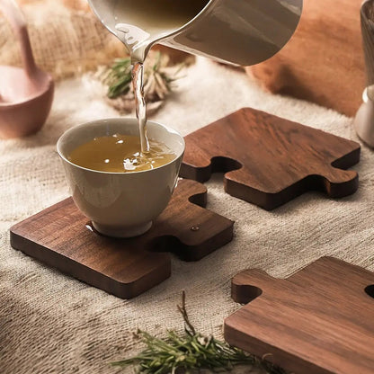PuzzleUntersetzer - Kreative Walnussholz Deko für Tisch