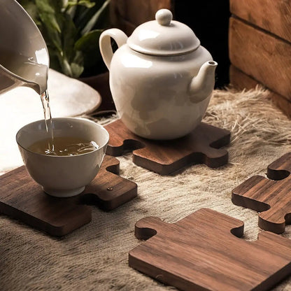 PuzzleUntersetzer - Kreative Walnussholz Deko für Tisch