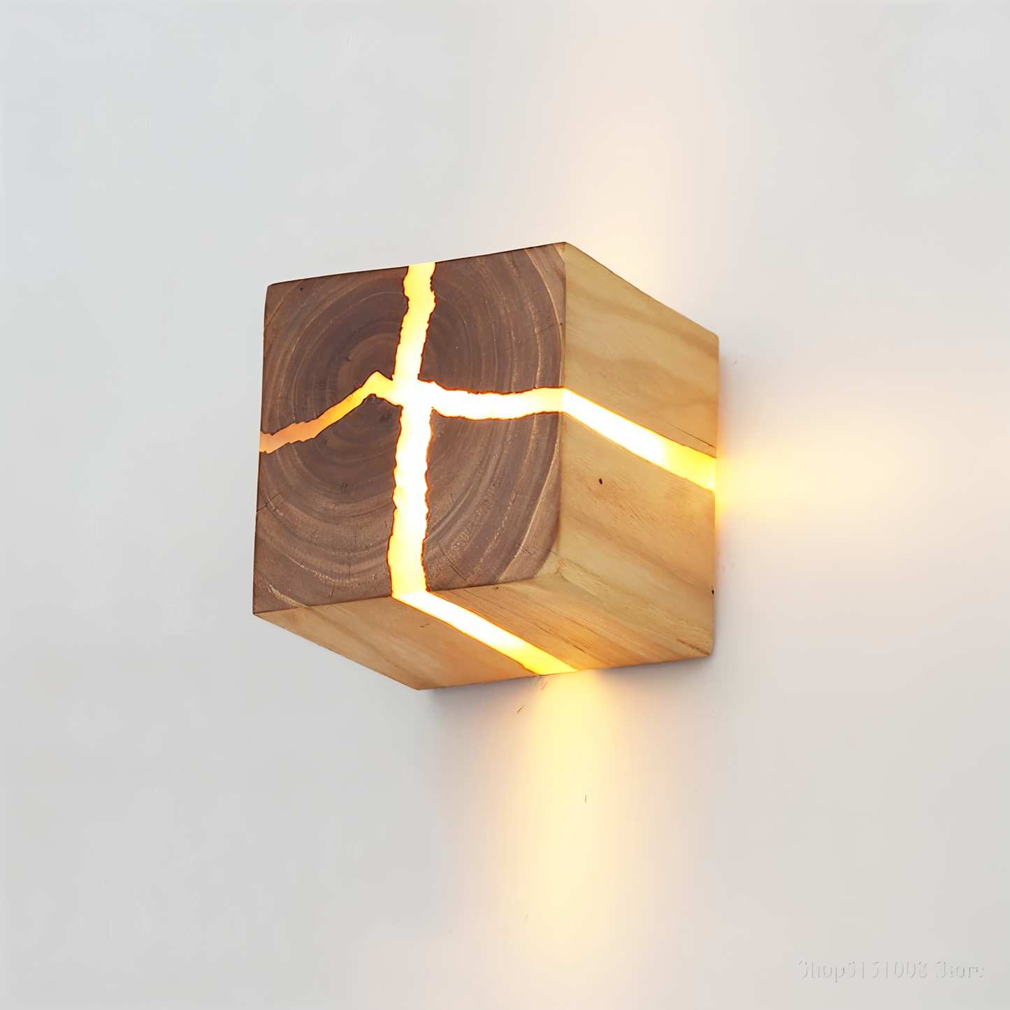 QuadCrackle Wandleuchte Holz - Japanische Eleganz