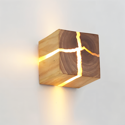 QuadCrackle Wandleuchte Holz - Japanische Eleganz