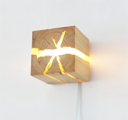 QuadCrackle Wandleuchte Holz - Japanische Eleganz