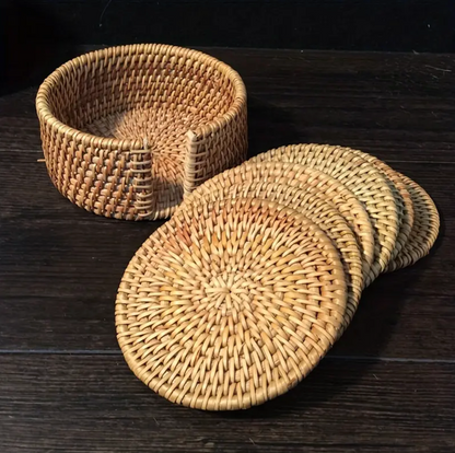 BambusUntersetzer - Rustikales Rattan Set für den Tisch