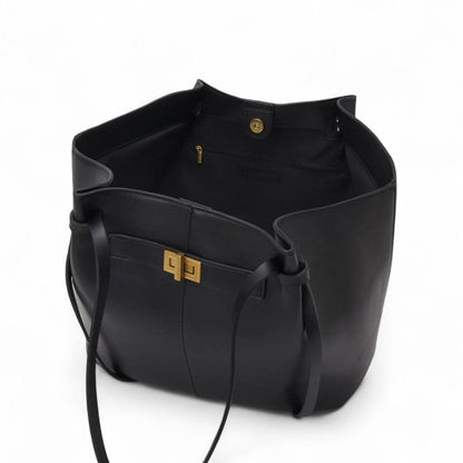 LYRA – Große Handtasche aus schwarzem PU-Leder