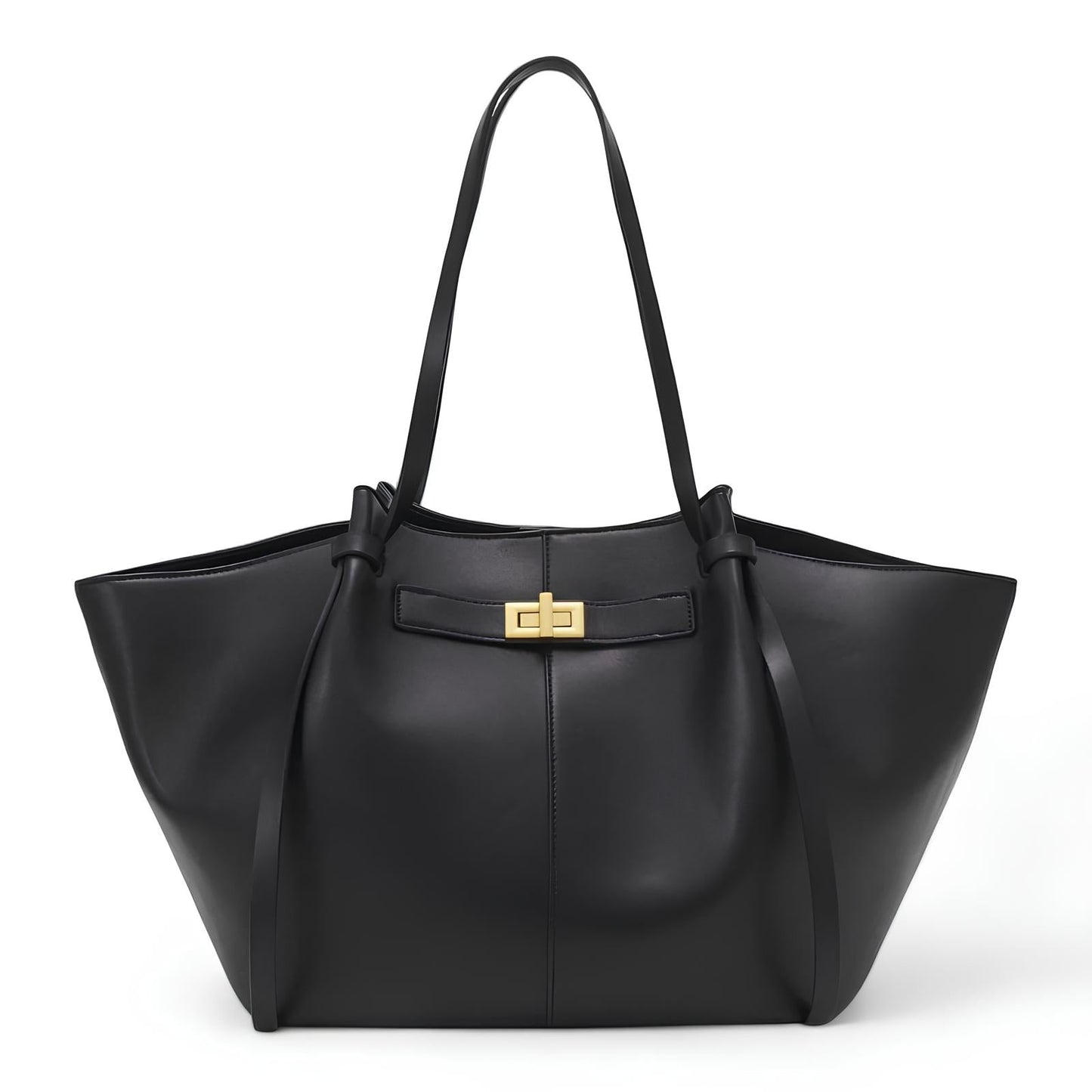 LYRA – Große Handtasche aus schwarzem PU-Leder