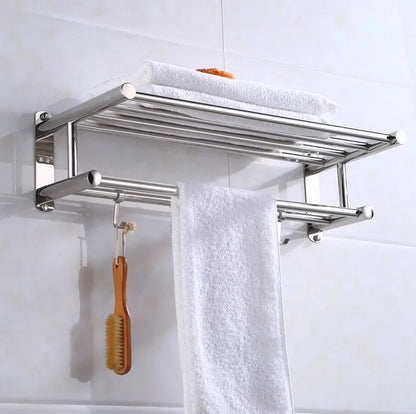 Towelnexa – Edelstahl-Handtuchhalter zur Wandmontage mit Ablage