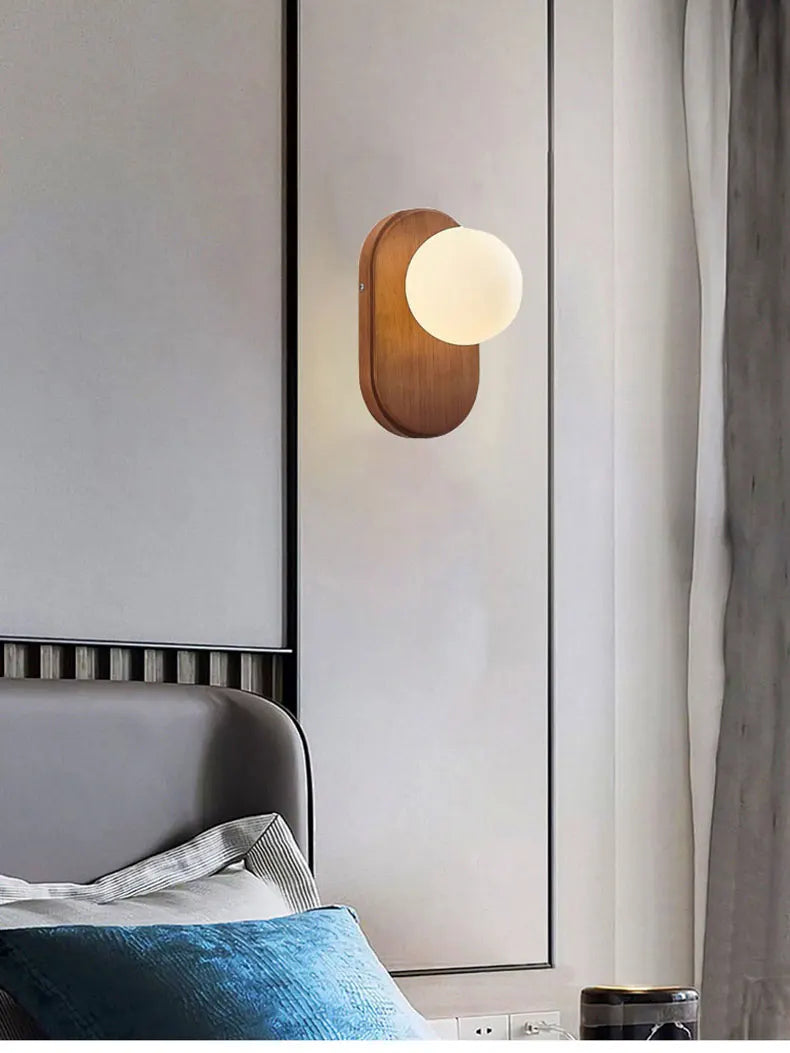 ZenLight Hikari Wandleuchte – japanische Wandleuchte aus Massivholz mit Milchglas | Vintage-Nordic-Design