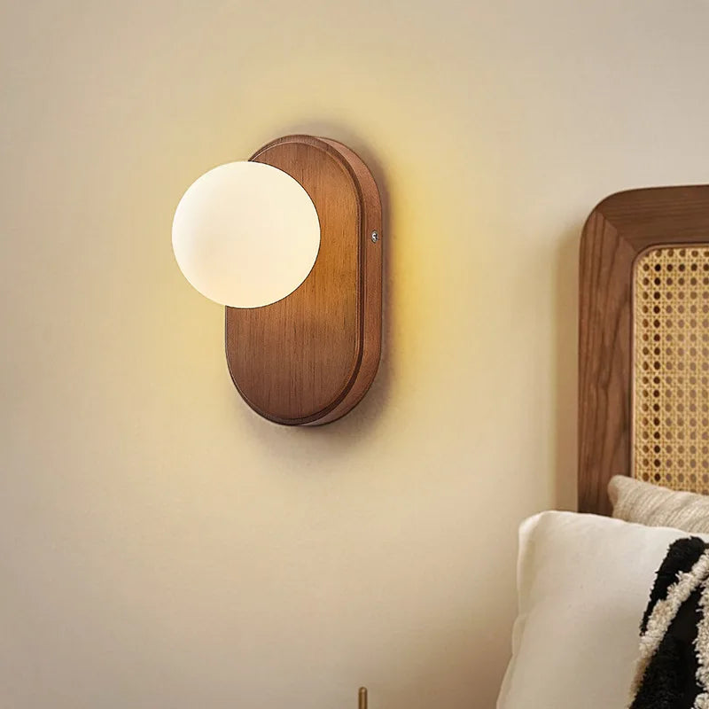 ZenLight Hikari Wandleuchte – japanische Wandleuchte aus Massivholz mit Milchglas | Vintage-Nordic-Design