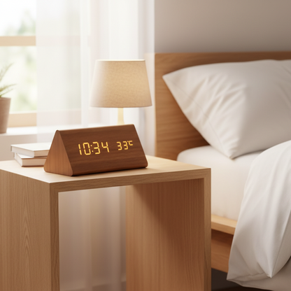 WOODSENSE – LED-Holzuhr mit Sprachsteuerung für eine stilvolle Zeitanzeige