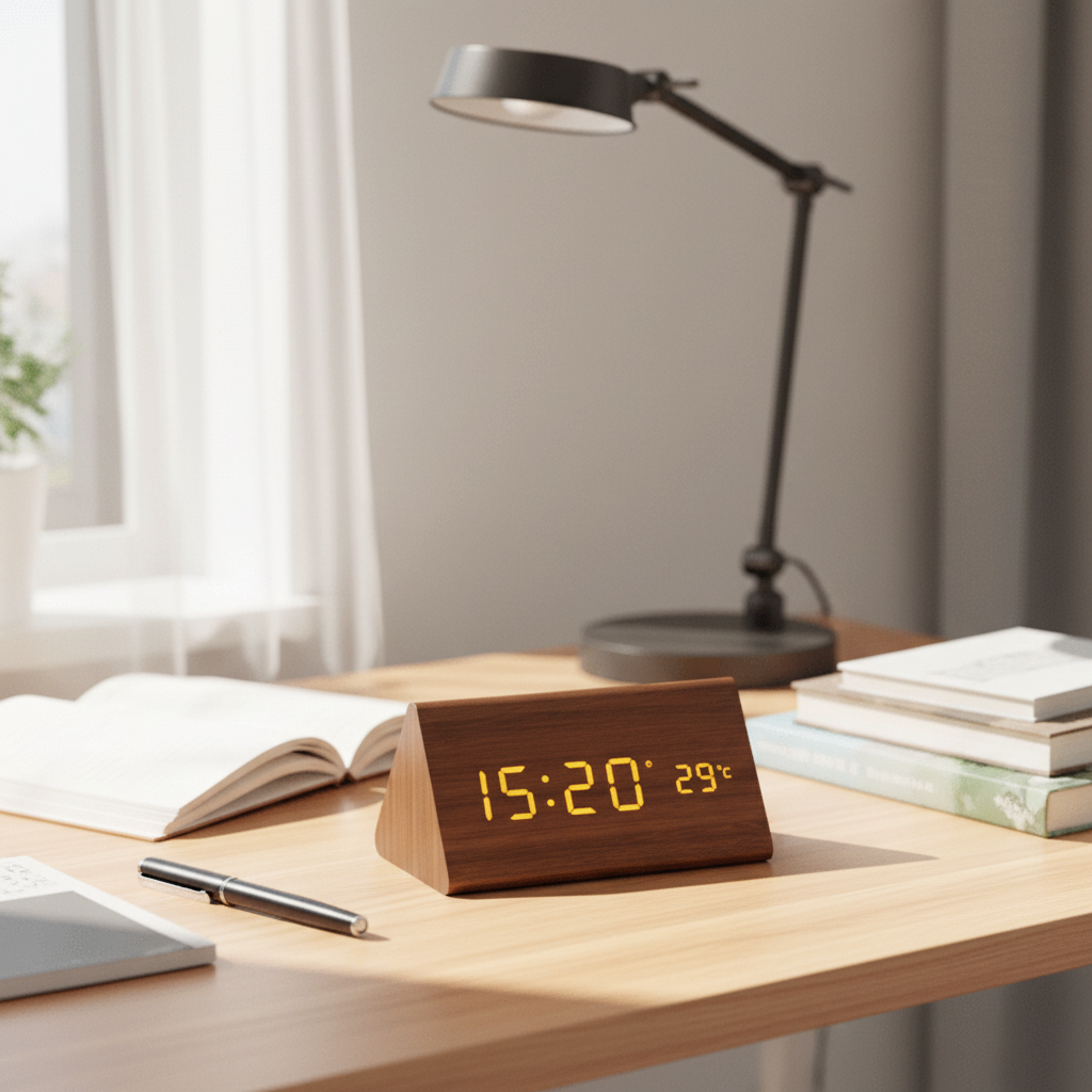 WOODSENSE – LED-Holzuhr mit Sprachsteuerung für eine stilvolle Zeitanzeige