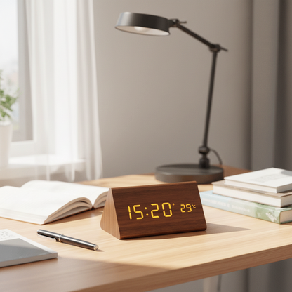 WOODSENSE – LED-Holzuhr mit Sprachsteuerung für eine stilvolle Zeitanzeige