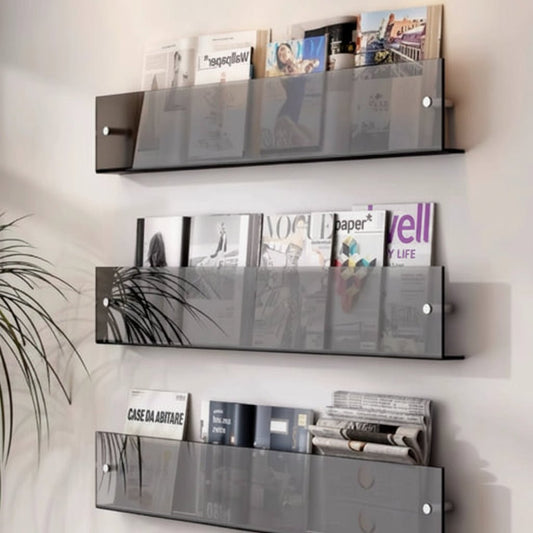 MODURACK – Minimalistischer Acryl-Wandhalter für Magazine in modernen Räumen