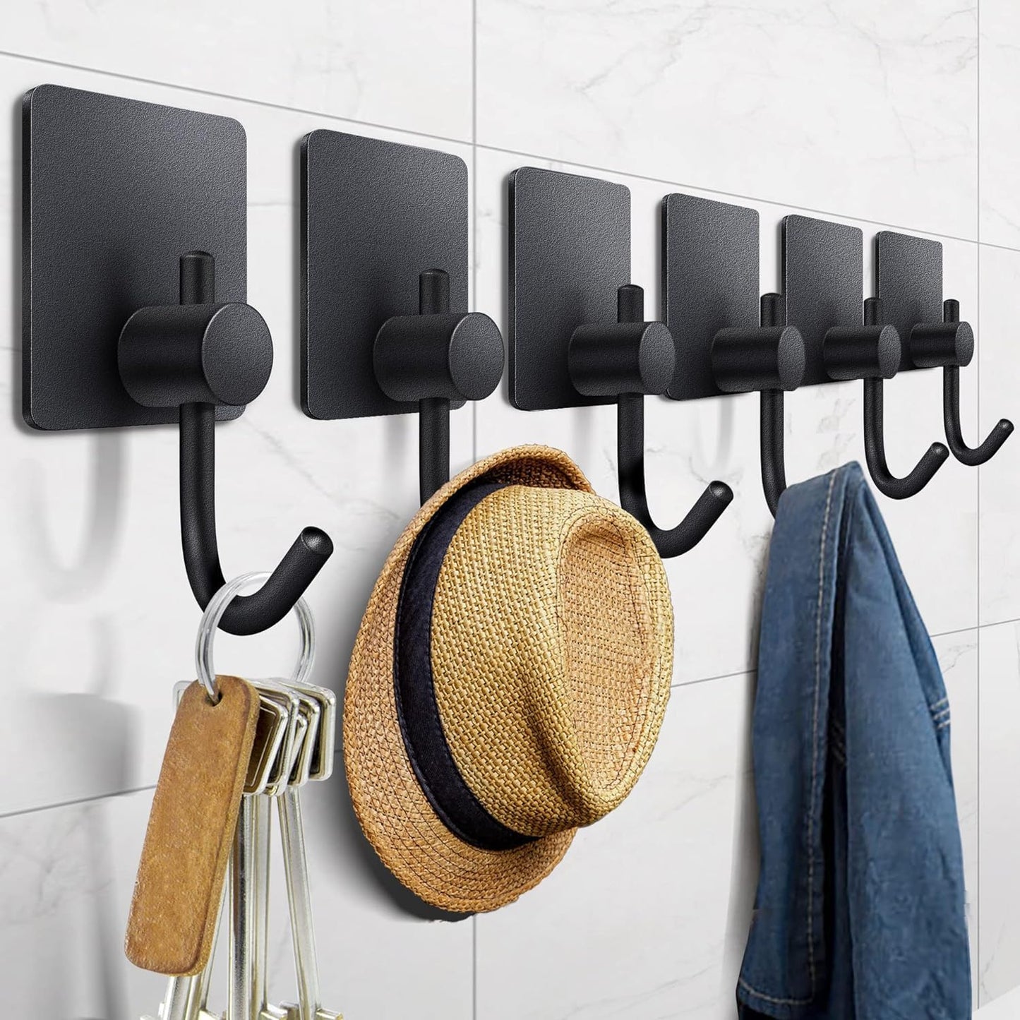 Selbstklebende Wandhaken Set - Edles Marmor-Design