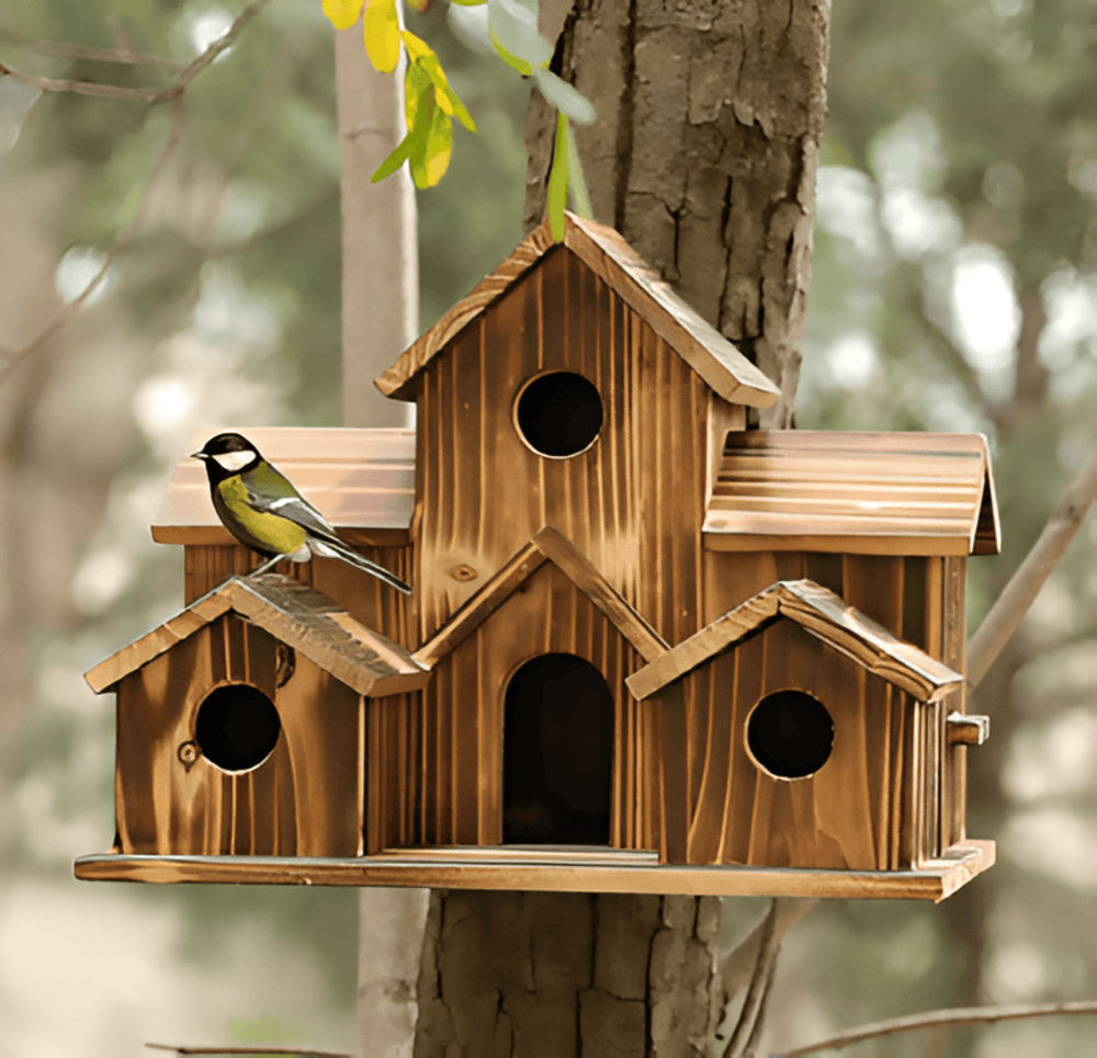 Sylion Hängendes Holzvogelhaus - Natürliches Holzdesign