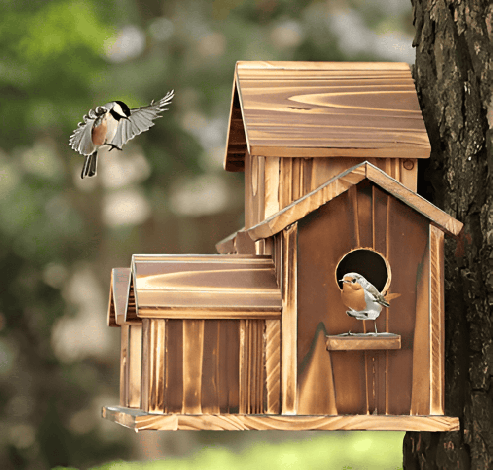 Sylion Hängendes Holzvogelhaus - Natürliches Holzdesign