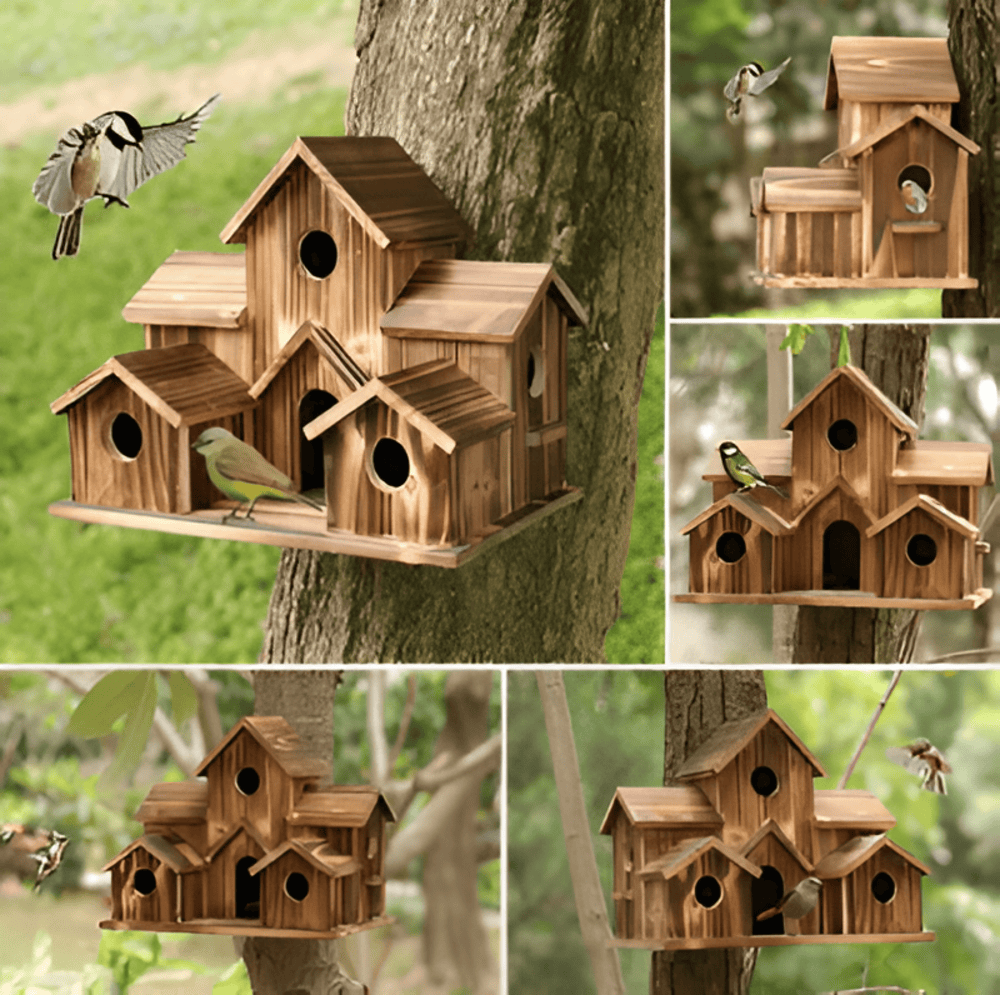 Sylion Hängendes Holzvogelhaus - Natürliches Holzdesign