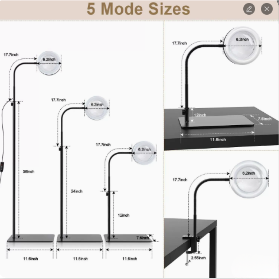 Lensora – LED Lupen-Stehlampe für Detailarbeiten mit flexiblem Schwanenhals