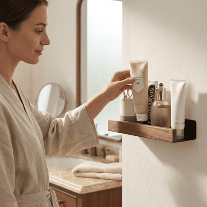 WOODSHELF – Badezimmer Wandregal aus Massivholz