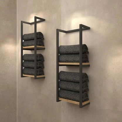 Zweistöckiges Badezimmerregal - Natürliches Holzdesign