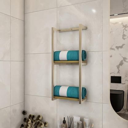Zweistöckiges Badezimmerregal - Natürliches Holzdesign