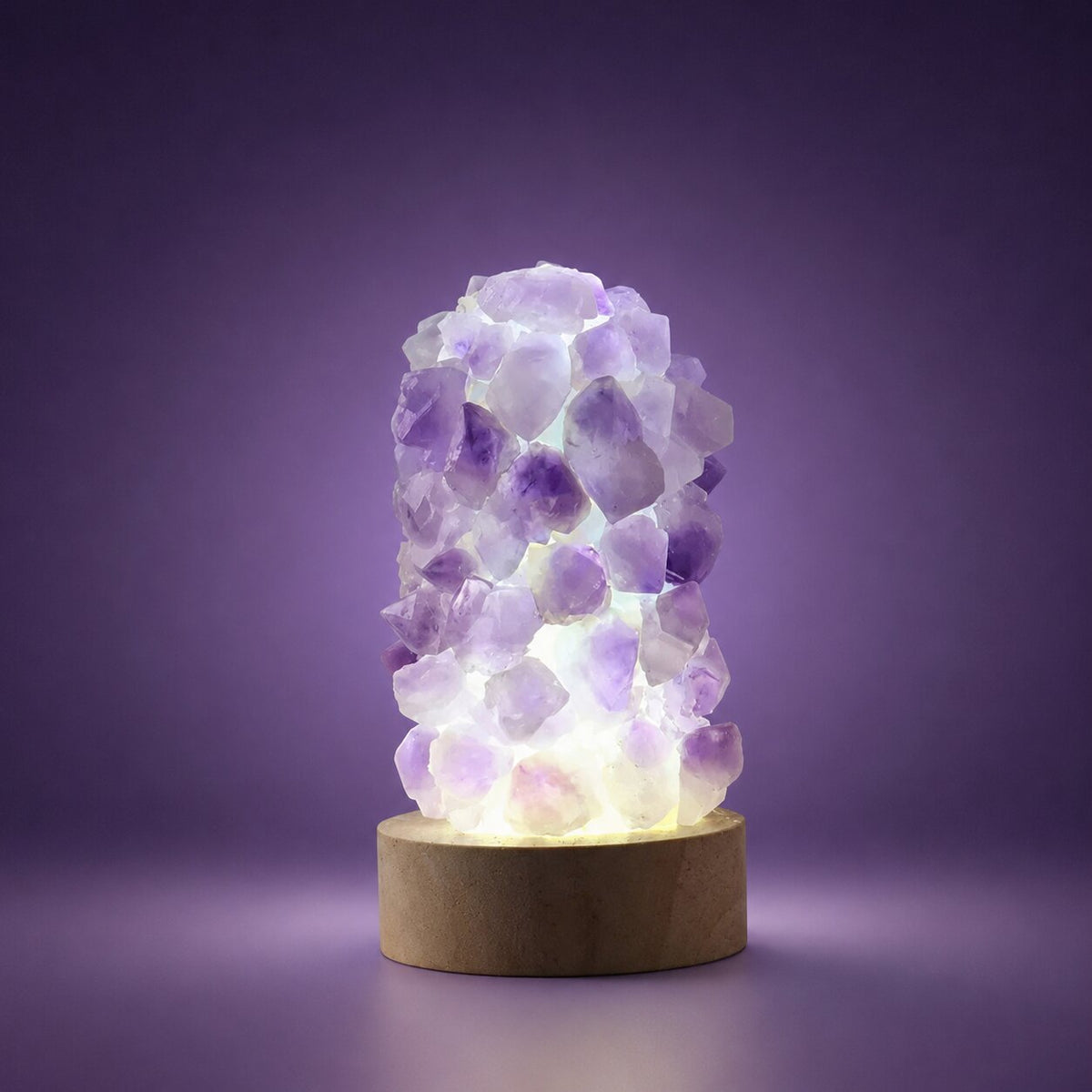 Gemvoria – LED-Kristalllampe mit Amethyst und zwei Lichtfarben