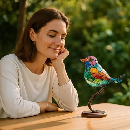 ACRÝAVIA – Handgefertigte bunte Vogelstatue aus Acryl für Wohnkultur